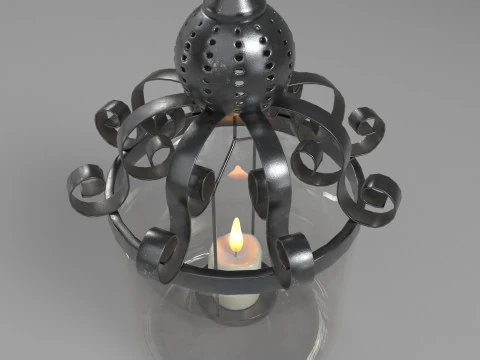 Vintage Lantern Candlestick 3D Model