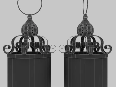 Vintage Lantern Candlestick 3D Model