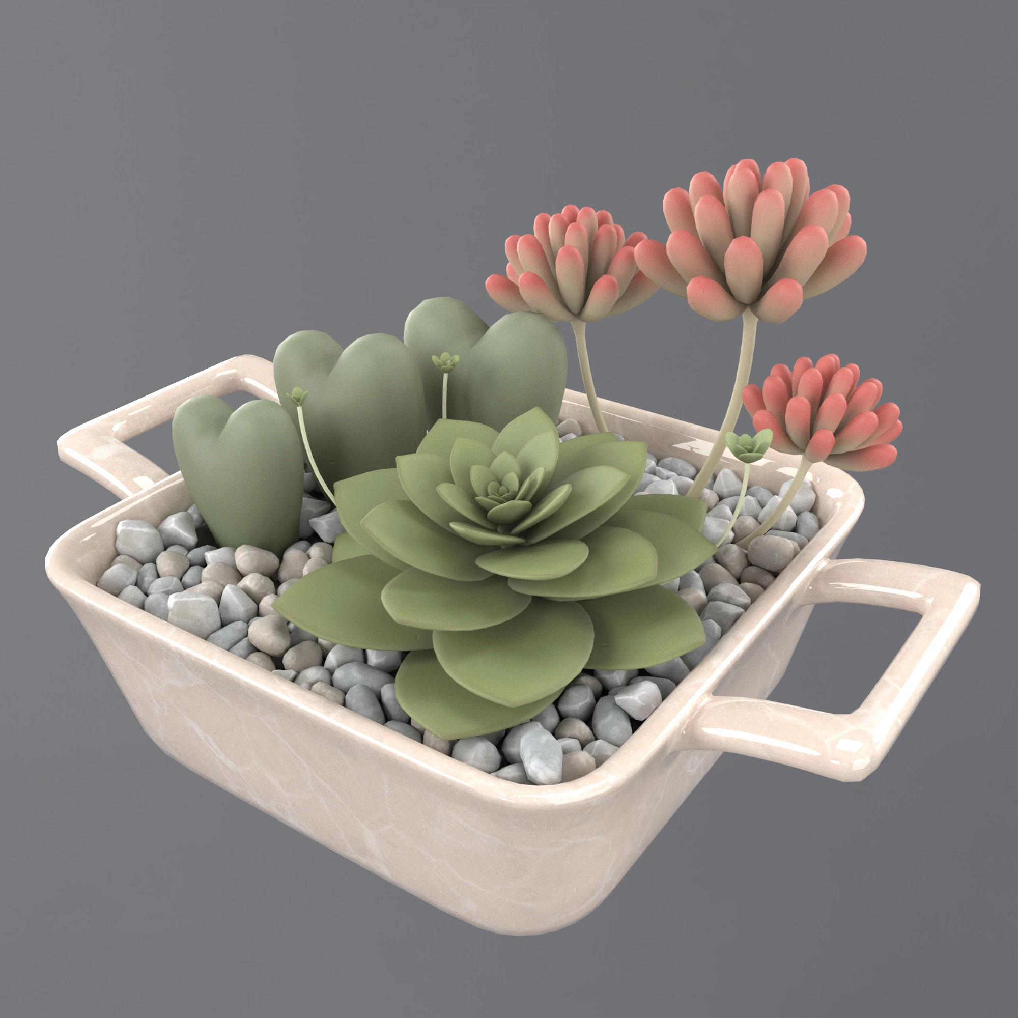 Flower in a pot 3D Model .c4d .max .obj .3ds .fbx .stl .blend 