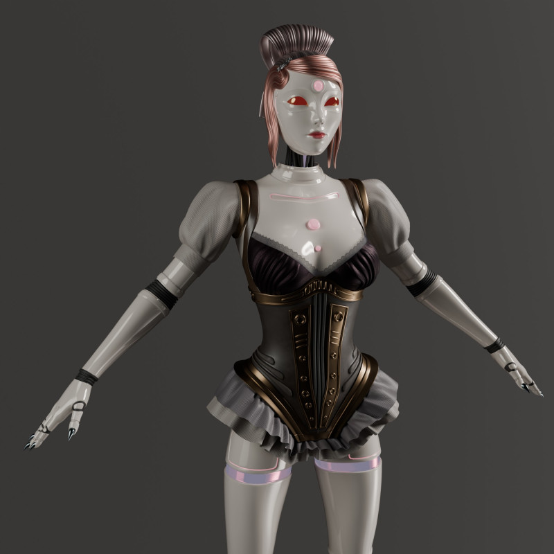 Robot woman Model 3D .c4d .max .obj .3ds .fbx .stl .blend 