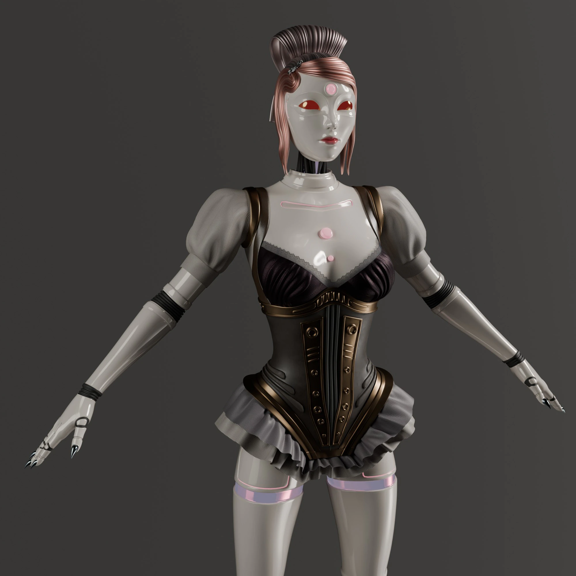 Robot woman 3D Model .c4d .max .obj .3ds .fbx .stl .blend 