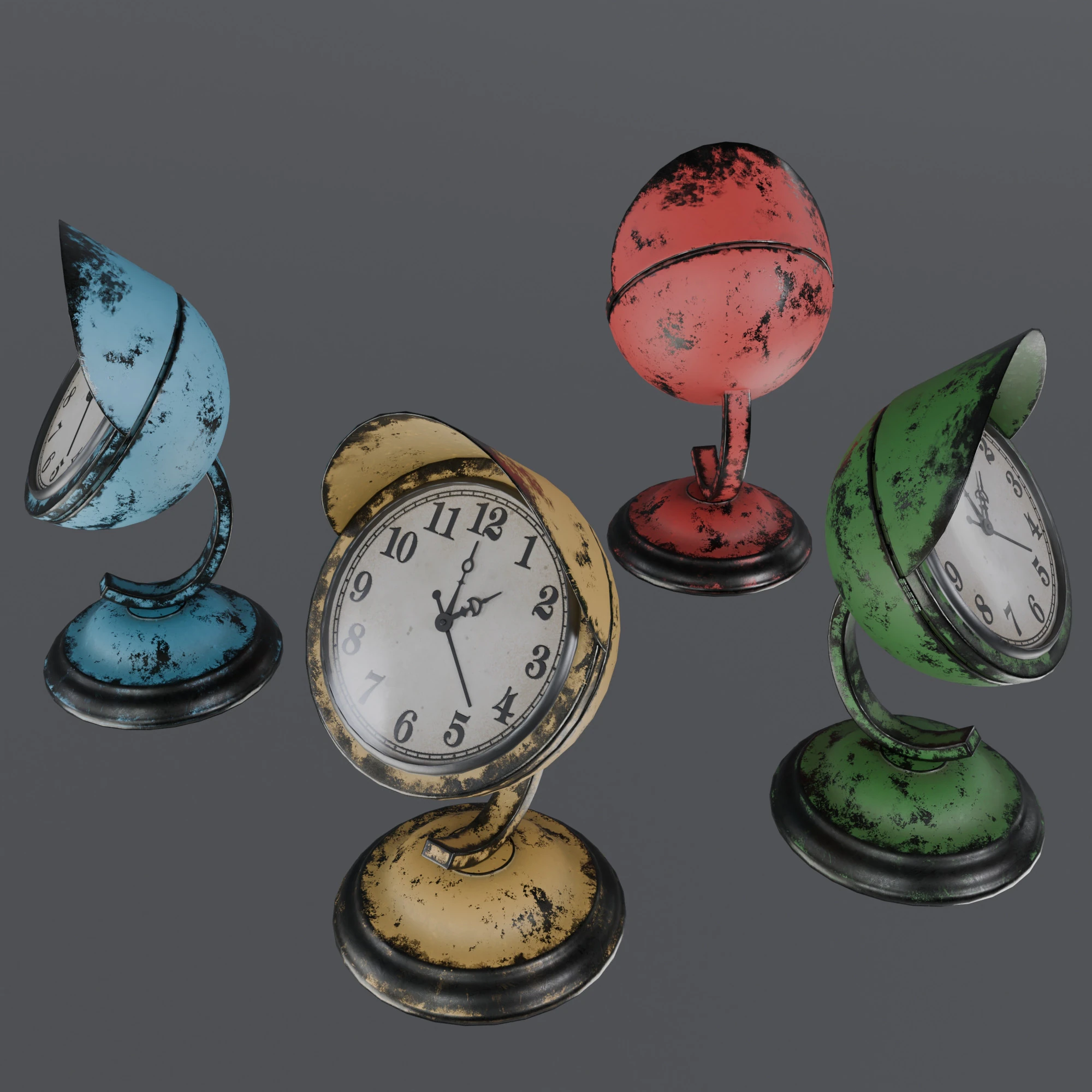 Vintage table clock 3D Model .c4d .max .obj .3ds .fbx .stl .blend 
