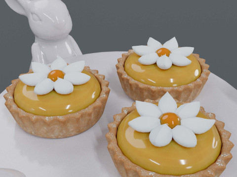 Dessert on a Tray with Rabbits Modelo 3D