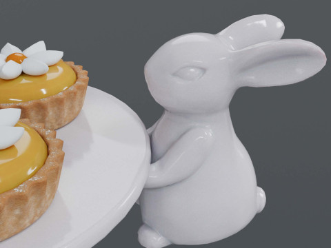 Dessert on a Tray with Rabbits Modelo 3D
