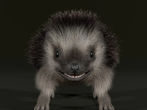 Realistic Animated Hedgehog 3D Model