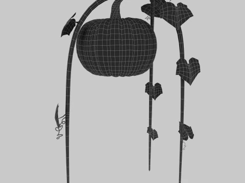 Scary Pumpkin Bush 3D Model