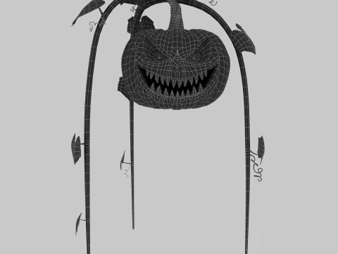 Scary Pumpkin Bush 3D Model