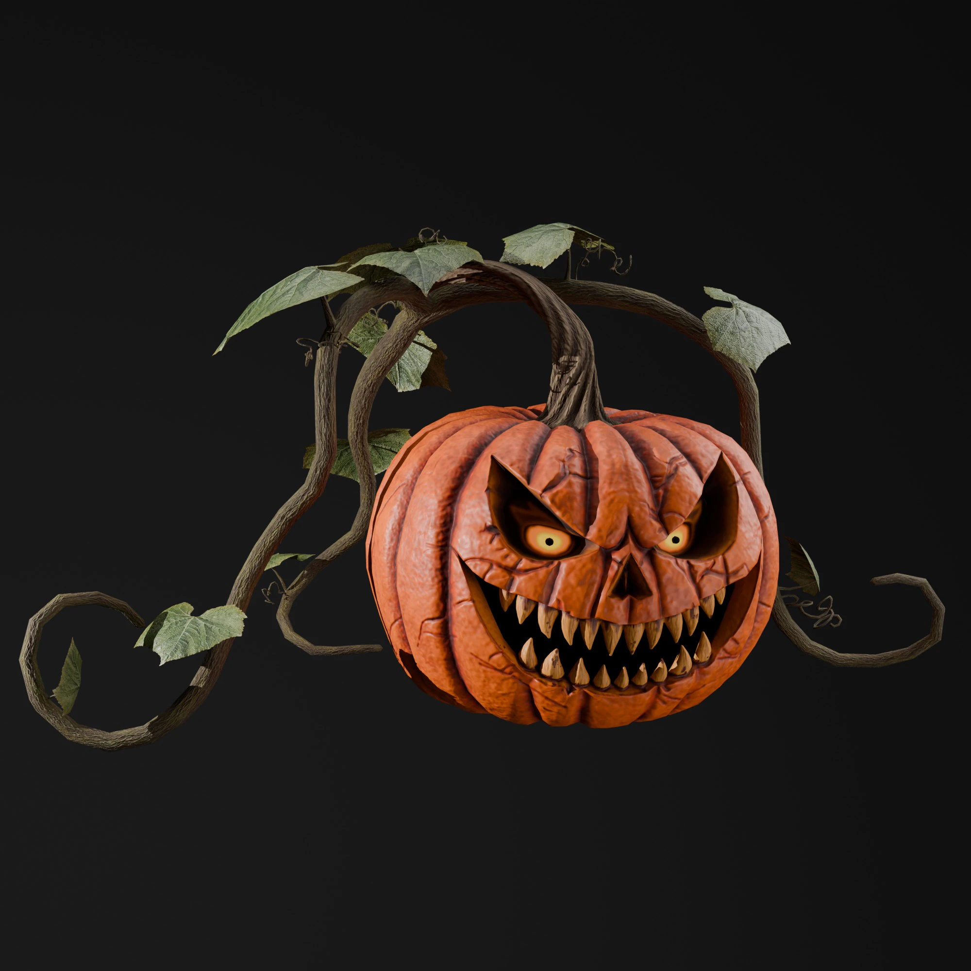 Scary Pumpkin Bush 3D Model .c4d .max .obj .3ds .fbx .stl .blend 
