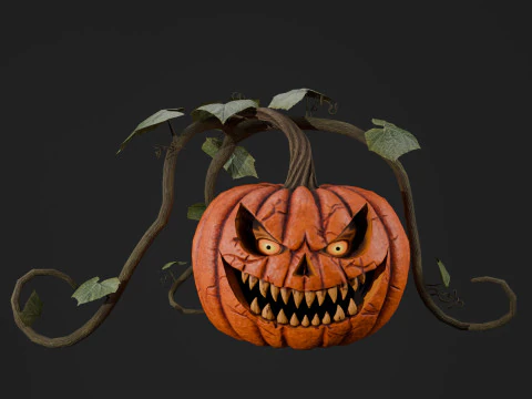 Scary Pumpkin Bush 3D Model