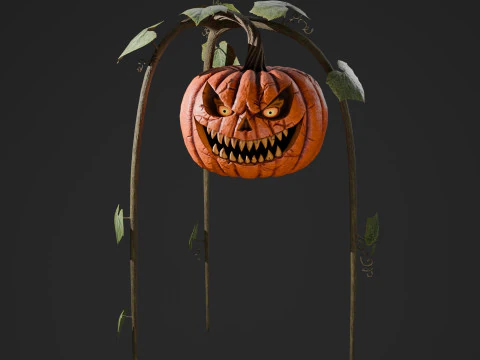 Scary Pumpkin Bush 3D Model