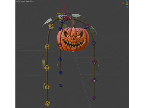 Scary Pumpkin Bush 3D Model