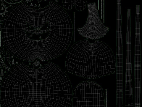 Scary Pumpkin Bush 3D Model