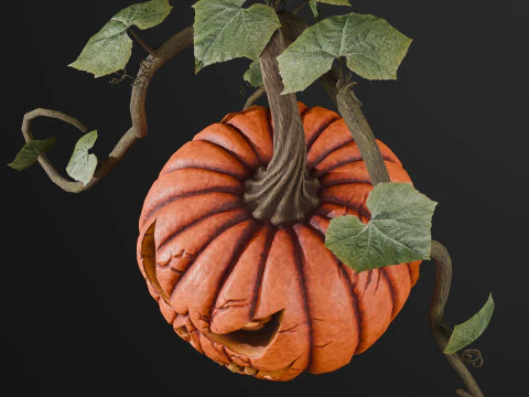 Scary Pumpkin Bush 3D Model