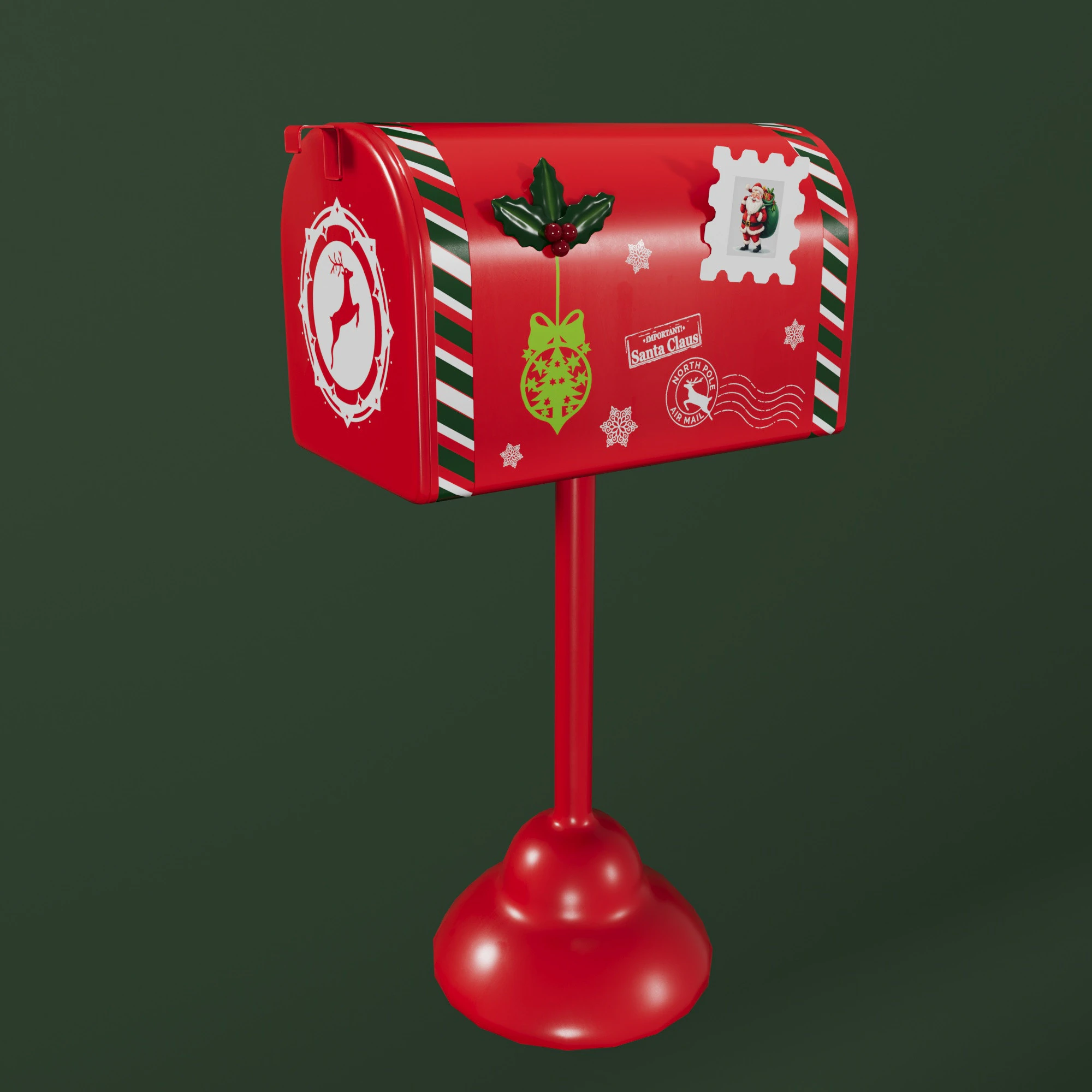 Santa Mailbox 3D Model .c4d .max .obj .3ds .fbx .stl .blend 