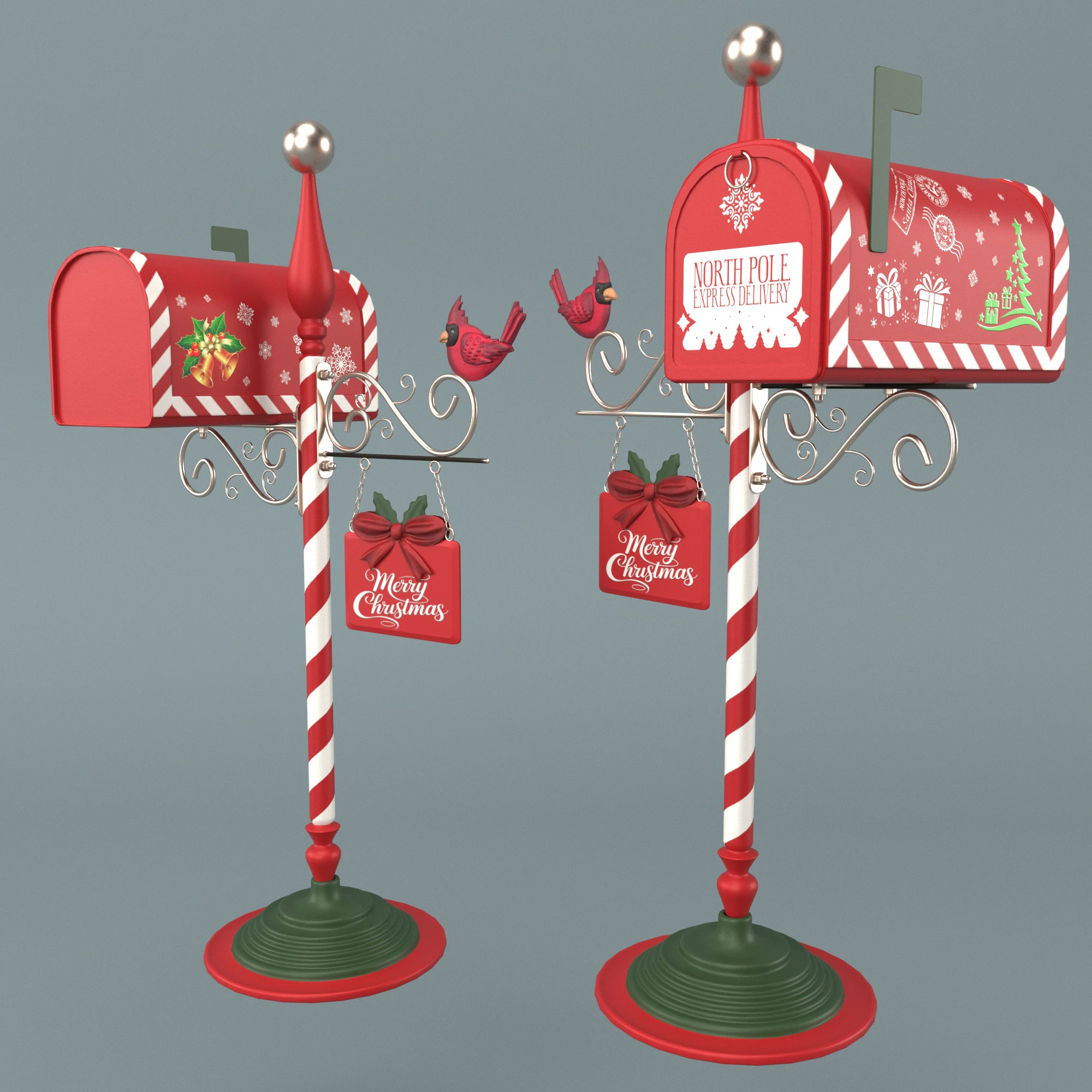 Santas Mailbox 3D Model .c4d .max .obj .3ds .fbx .stl .blend 