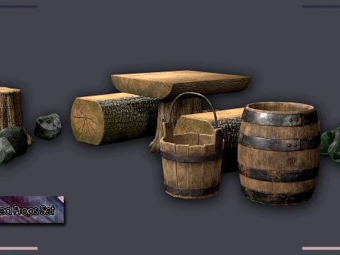 Stylized Medieval Props Pack 3D Model