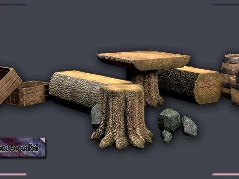 Stylized Medieval Props Pack 3D Model