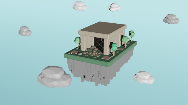 low poly temple island floating in sky Modelo 3D .c4d .max .obj .3ds .fbx .stl .blend 
