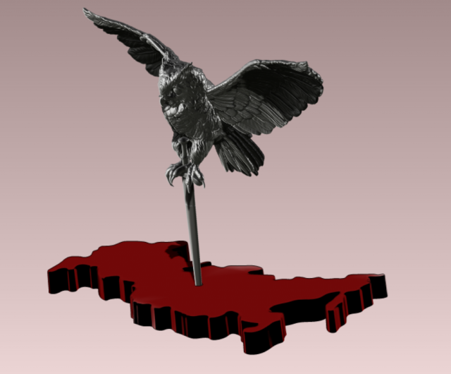 Owl Emblem of the Main Intelligence Directorate 3D Model .c4d .max .obj .3ds .fbx .stl .blend 