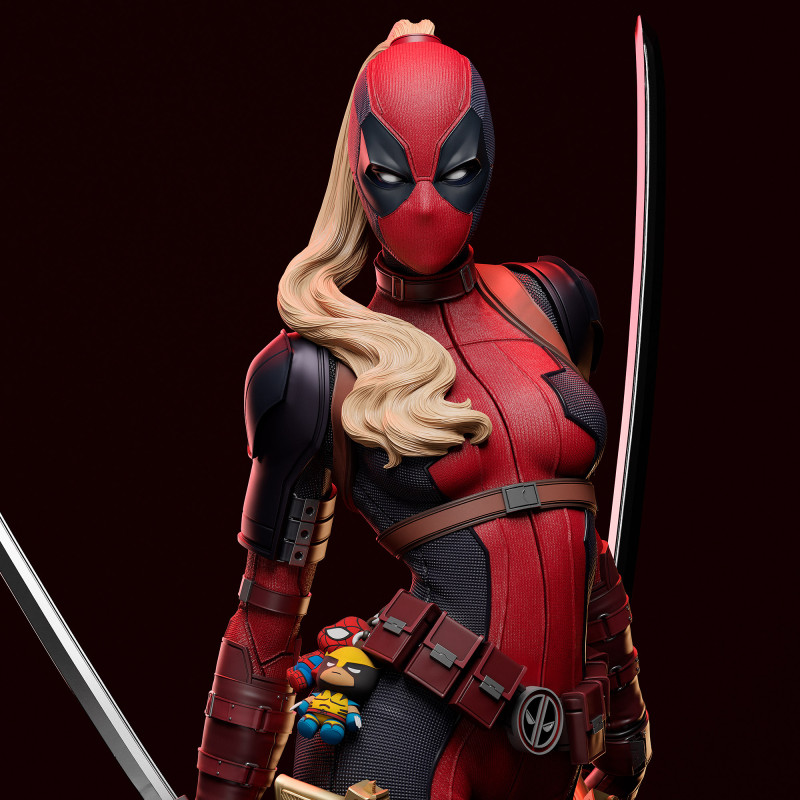 Lady Deadpool Model Cetak 3D .c4d .max .obj .3ds .fbx .stl .blend