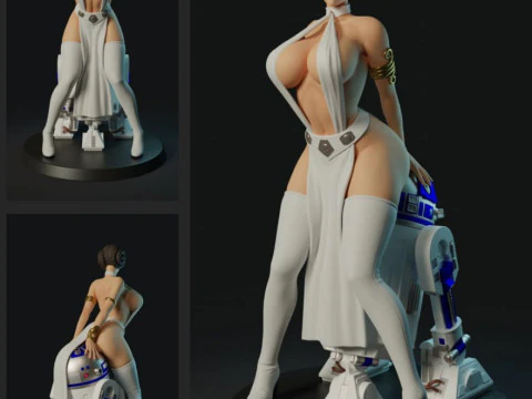 Leia dan R2 Model Cetak 3D