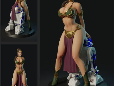Leia and R2 3D-printmodel