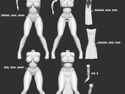 Leia and R2 3D Print Model