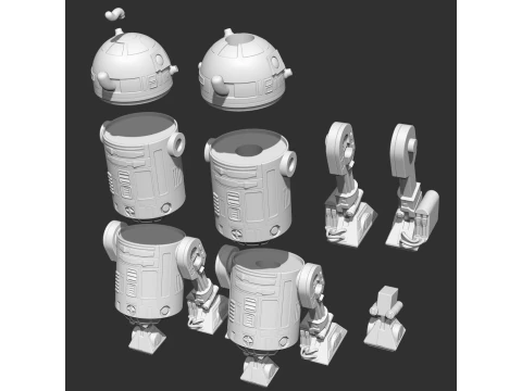 Leia and R2 3D Print Model
