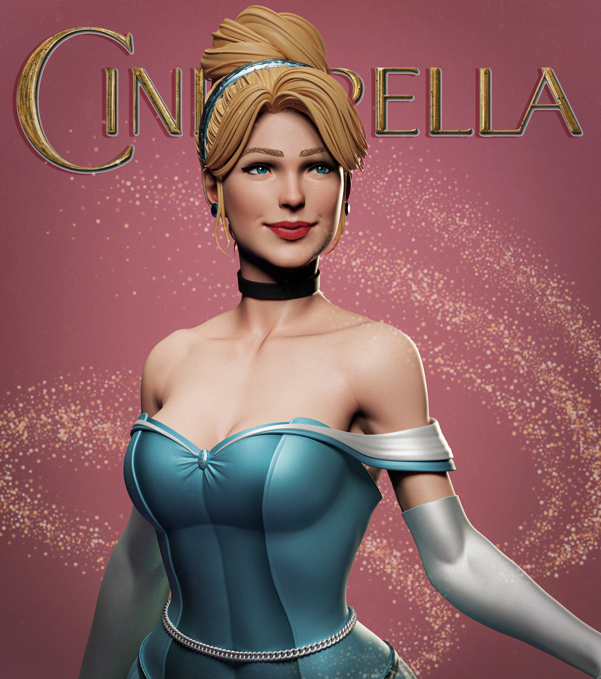 Cinderella 3D Print Model .c4d .max .obj .3ds .fbx .stl .blend 