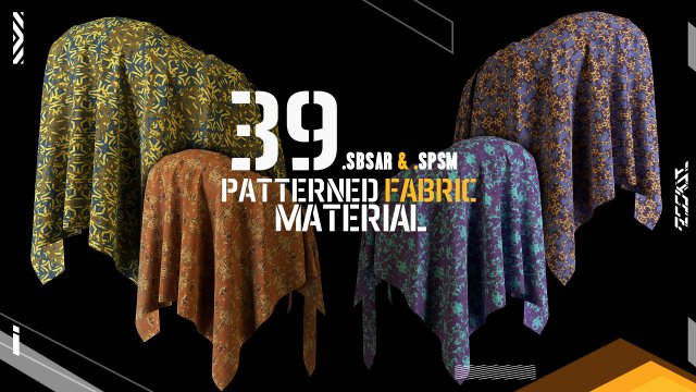 39 patterned fabric materialvol2 sbsar spsm CG 纹理 .c4d .max .obj .3ds .fbx .stl .blend 