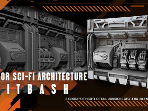 Scifi architecture kitbash vol 1 walls 3D Model