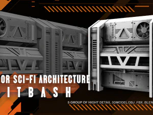 Kitbash de arquitetura de fic&ccedil;&atilde;o cient&iacute;fica vol 1 paredes Modelo 3D