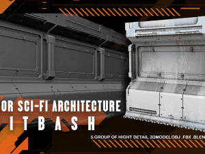 Kitbash de arquitetura de fic&ccedil;&atilde;o cient&iacute;fica vol 1 paredes Modelo 3D