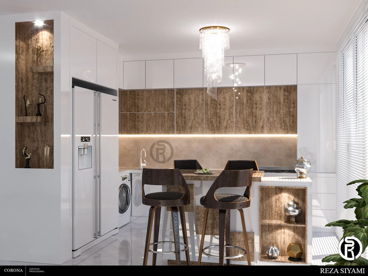 white modern kitchen 3D Model .c4d .max .obj .3ds .fbx .stl .blend 