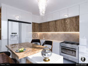 white modern kitchen Modèle 3D