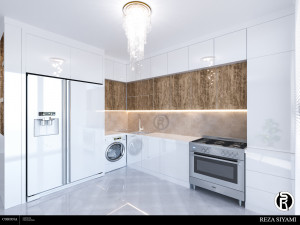 white modern kitchen Modèle 3D