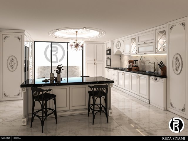 neo classic kitchen 13 Model 3D .c4d .max .obj .3ds .fbx .stl .blend 