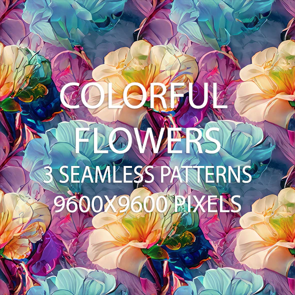 3 Colorful Flowers Seamless Patterns CG Textures .c4d .max .obj .3ds .fbx .stl .blend 