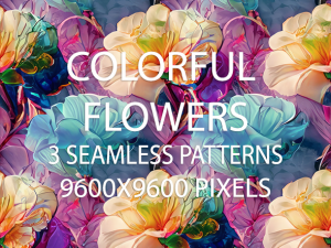 3 Colorful Flowers Seamless Patterns CG Textures