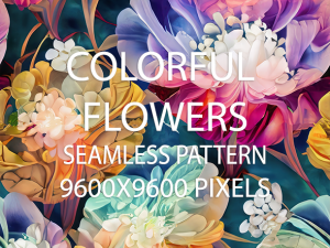 3 Colorful Flowers Seamless Patterns CG Tekstury