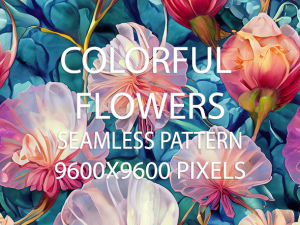 3 Colorful Flowers Seamless Patterns CG Tekstury