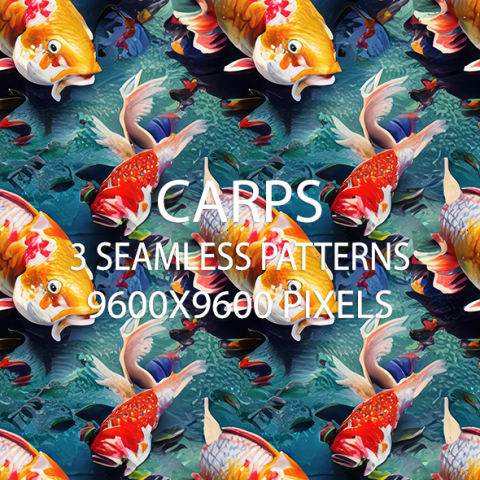 3 Carps Seamless Patterns CG Текстуры .c4d .max .obj .3ds .fbx .stl .blend 
