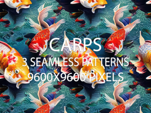 3 Carps Seamless Patterns CG テクスチャ