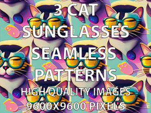 3 Cat Sunglasses Seamless Patterns CG Dokuları