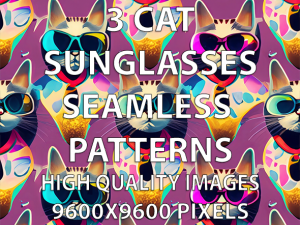 3 Cat Sunglasses Seamless Patterns CG Dokuları