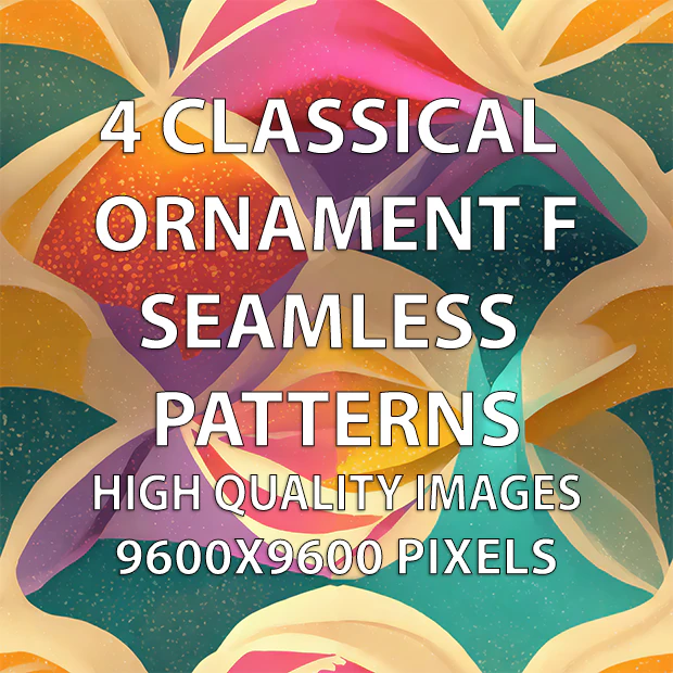 4 Classical Ornament F Seamless Patterns CG Textures .c4d .max .obj .3ds .fbx .stl .blend 