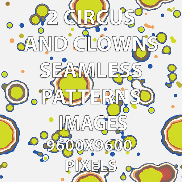 2 Circus and Clowns Seamless Patterns CG Textures .c4d .max .obj .3ds .fbx .stl .blend 