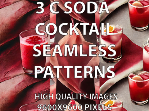 3 C Soda Cocktail Seamless Patterns Prints CG Textures