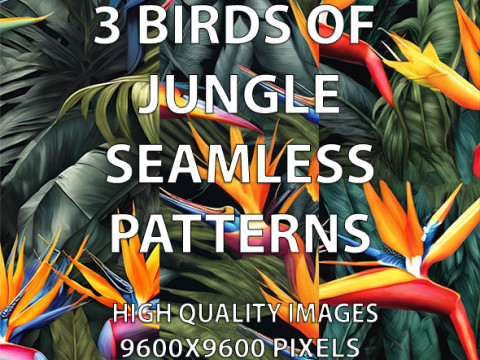 3 Birds of Jungle Patterns Prints CG テクスチャ
