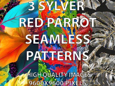 3 stampe di modelli senza cuciture pappagallo rosso Sylver CG Textures